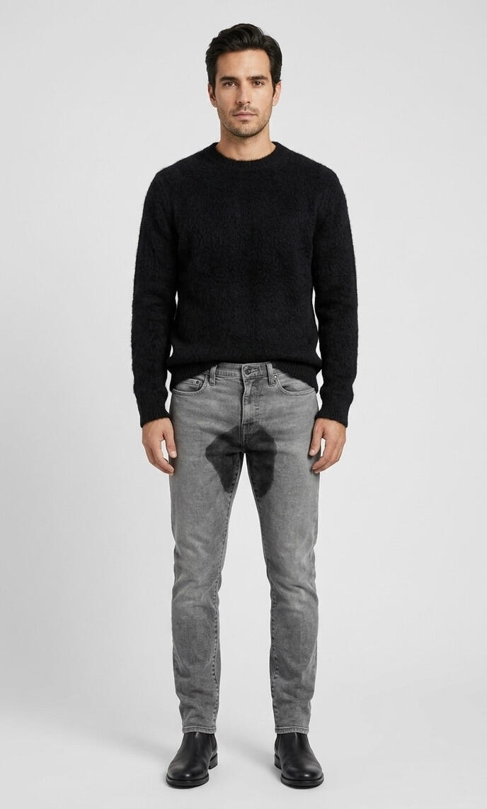 Wet Pants Denim Model Model styling Wet Pants Denim jeans in gray